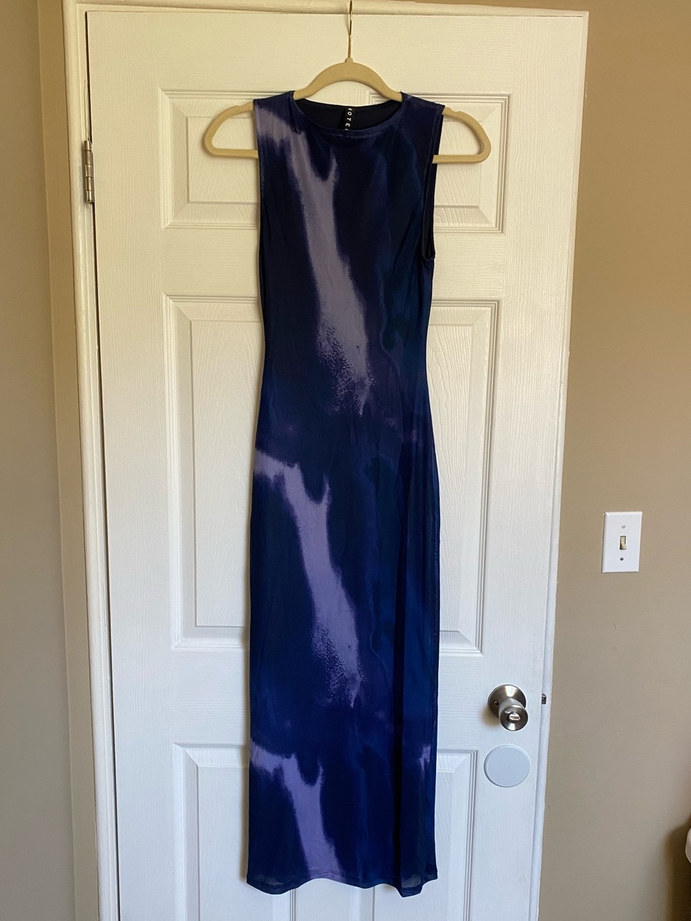Motel Rocks Sleeveless Navy Blue Tie-Dye Maxi Dress
